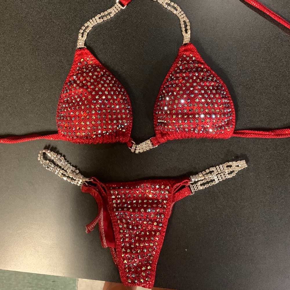 CJ’s Elite Competition Wear - Red Heavy RS Bikini